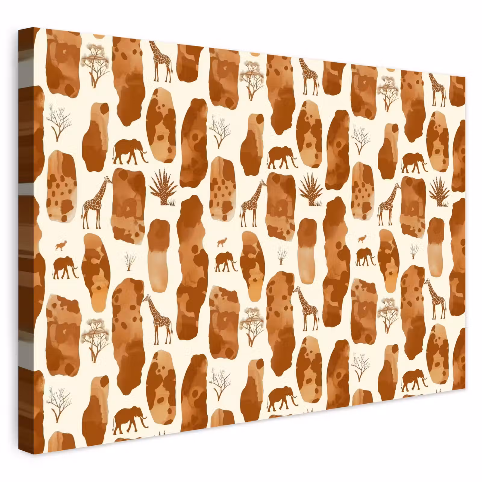 Outdoor Leinwand - Terrakotta – Safari – Tiere – Muster — 1