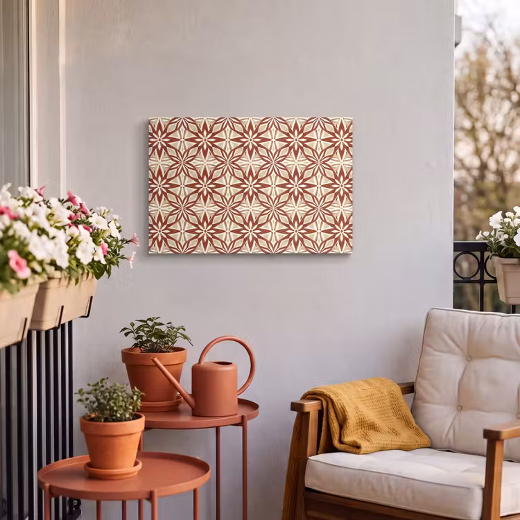 Outdoor Leinwand - Bordeauxrot – Geometrisch – Fliese – Muster — 3