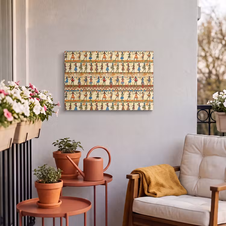 Outdoor Leinwand - Farbenfroh – Afrikanisch – Ethnisch – Tanzende Frauen – Muster — 3