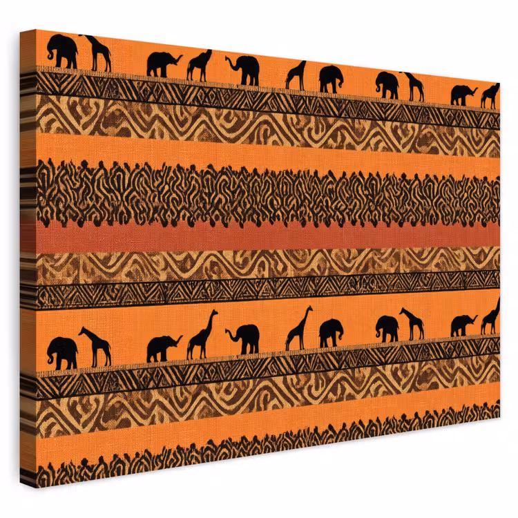 Outdoor Leinwand - Orange – Safari – Afrikaans – Tiere – Muster — 1