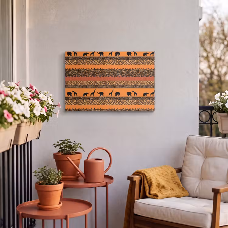 Outdoor Leinwand - Orange – Safari – Afrikaans – Tiere – Muster — 3