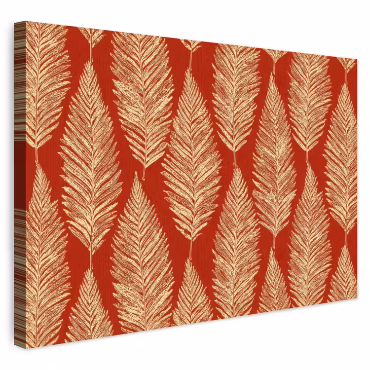 Outdoor Leinwand - Rot – Botanisch – Farn – Muster — 1