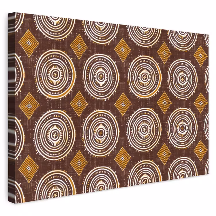 Outdoor Leinwand - Schokoladenbraun – Ethno – Tribal – Kreise – Muster — 1