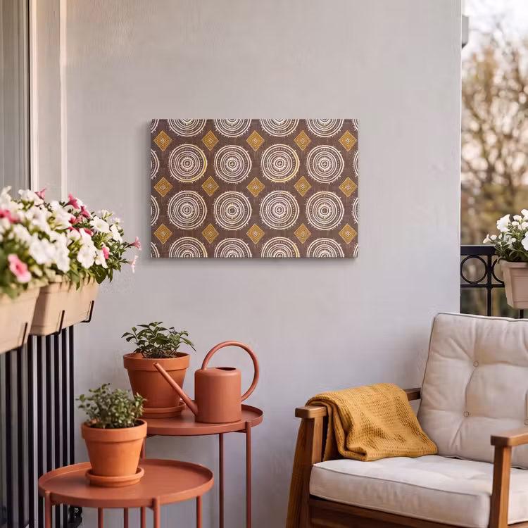 Outdoor Leinwand - Schokoladenbraun – Ethno – Tribal – Kreise – Muster — 3