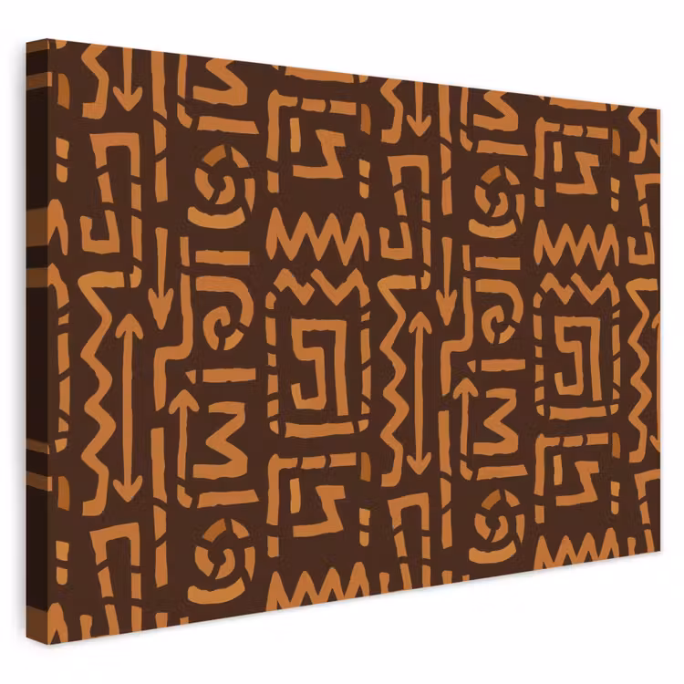 Outdoor Leinwand - Schokoladenbraun – Ethno – Tribal – Symbole — 1
