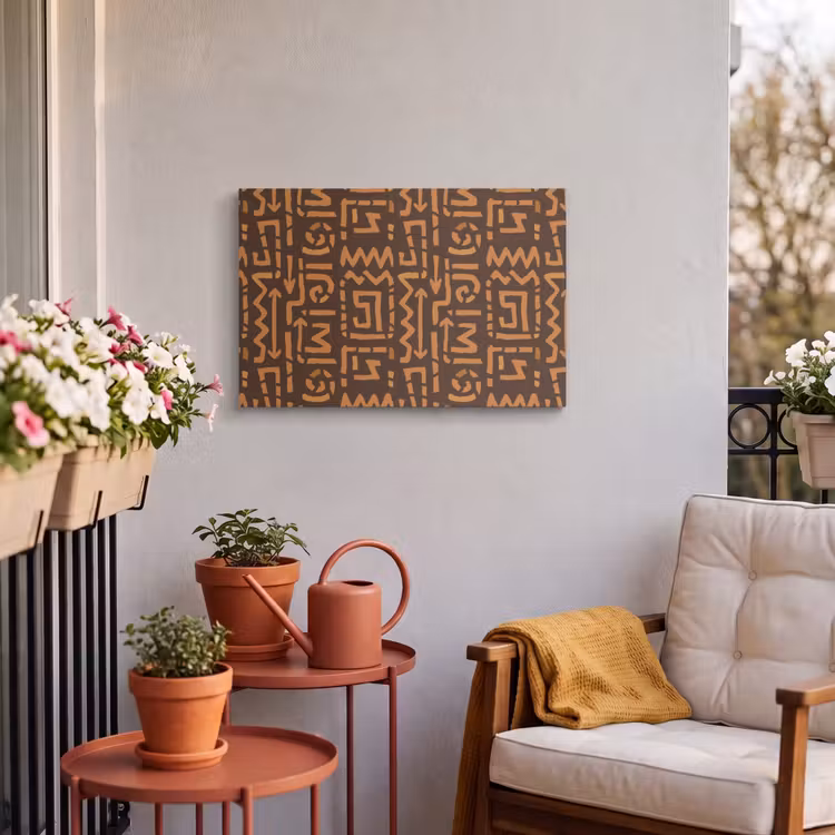Outdoor Leinwand - Schokoladenbraun – Ethno – Tribal – Symbole — 3