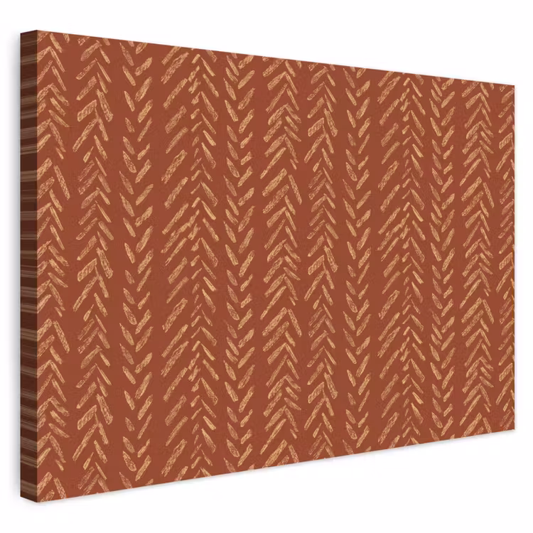 Outdoor Leinwand - Terrakotta – Fischgrätmuster – Handgefertigt – Muster — 1