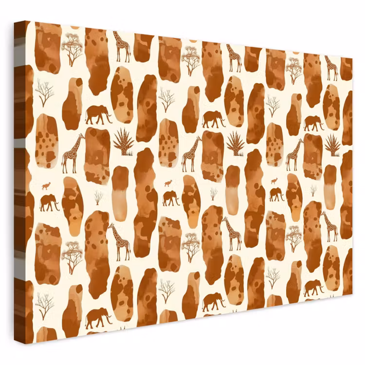 Outdoor Leinwand - Terrakotta – Safari – Tiere – Muster — 1