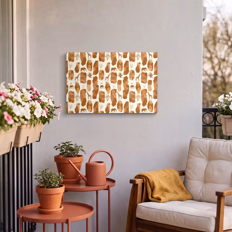 Outdoor Leinwand - Terrakotta – Safari – Tiere – Muster — 3