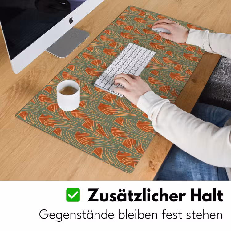 Schreibtischunterlage - Grün – Terrakotta – Deko – Fächer — 3