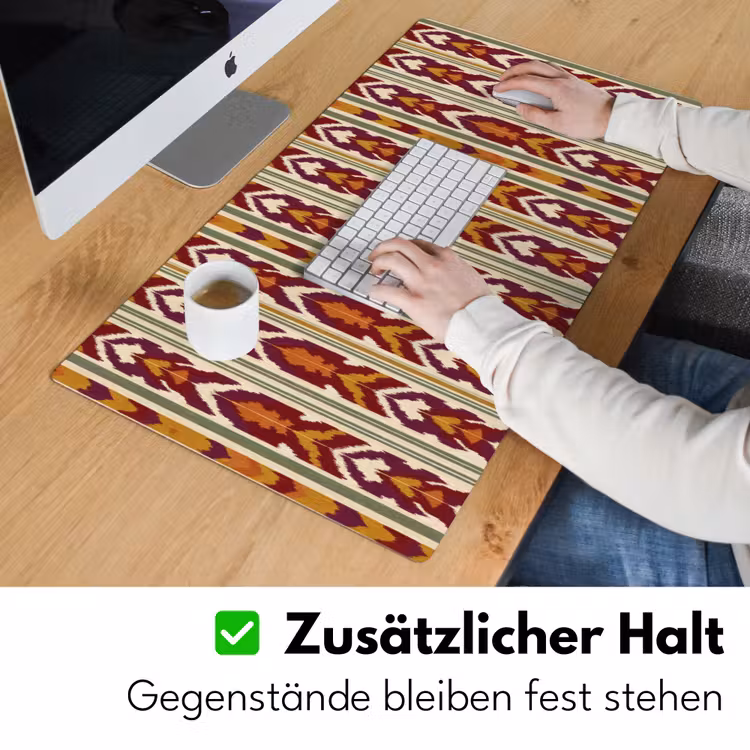 Schreibtischunterlage - Ikat – Bordeauxrot – Ethno – Muster — 3