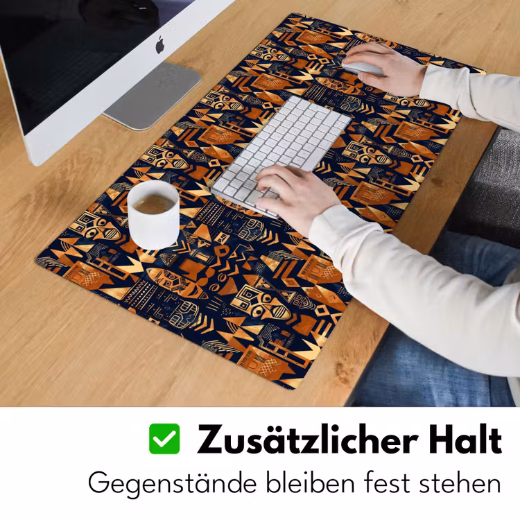 Schreibtischunterlage - Nachtblau – Kupfer – Tribal – Masken — 3