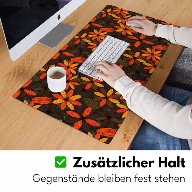 Schreibtischunterlage - Orange – Retro – Blumen – Herbst — 3