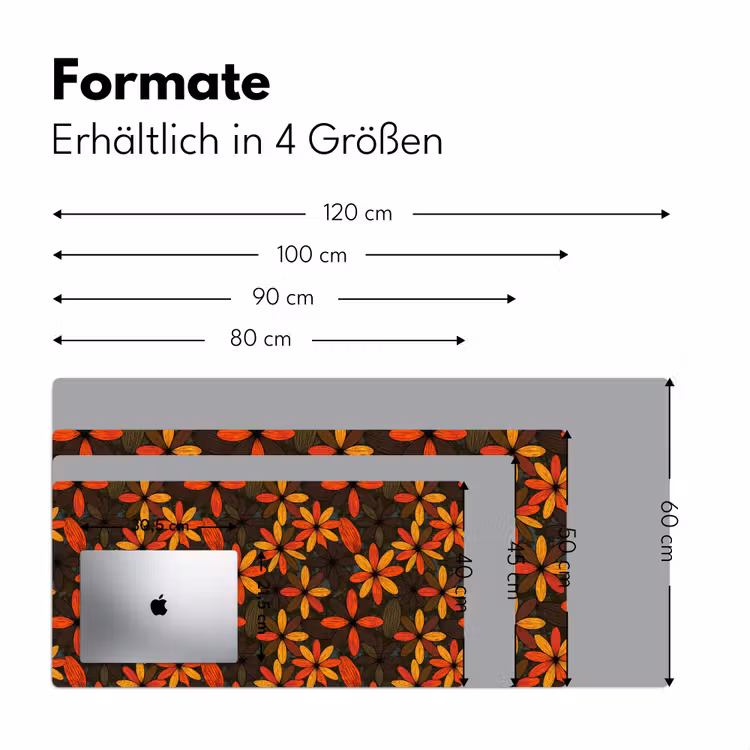 Schreibtischunterlage - Orange – Retro – Blumen – Herbst — 5