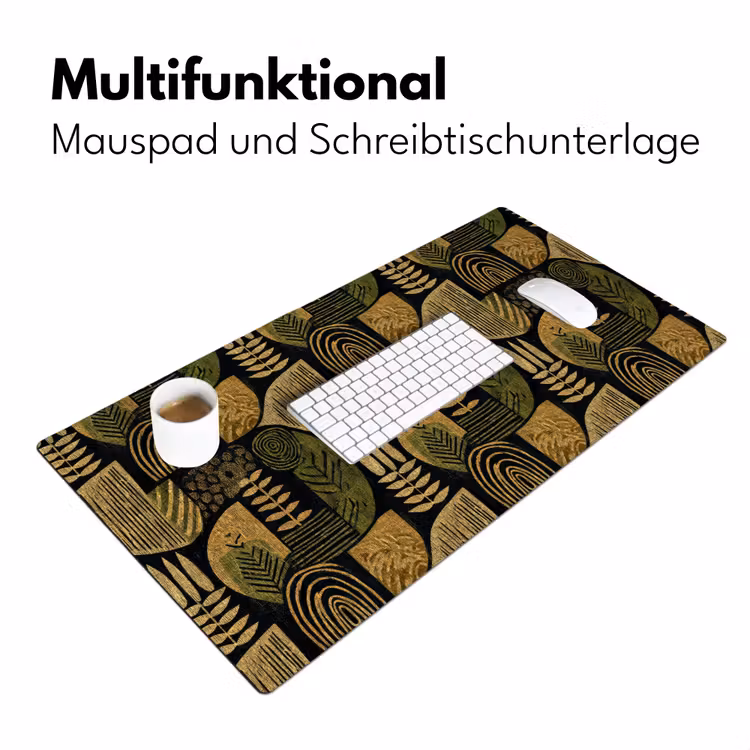 Schreibtischunterlage - Schwarz – Ockergelb – Botanisch – Textur — 4