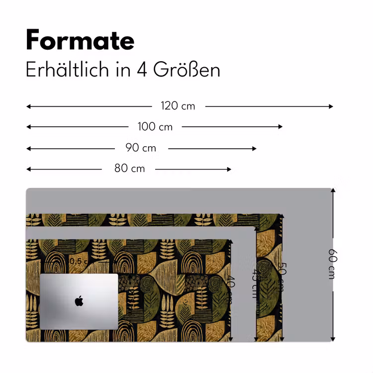 Schreibtischunterlage - Schwarz – Ockergelb – Botanisch – Textur — 5