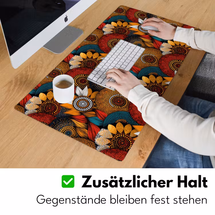 Schreibtischunterlage - Farbenfroh – Aborigine – Punktmalerei – Botanisch – Muster — 3