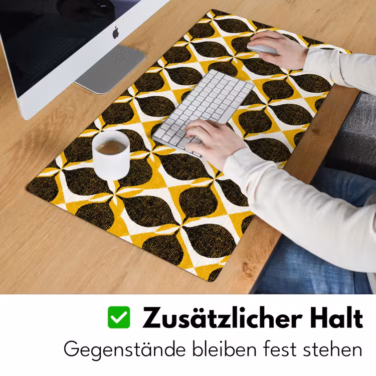 Schreibtischunterlage - Gelb – Schwarz – Geometrisch – Retro – Struktur — 3
