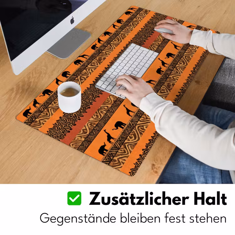 Schreibtischunterlage - Orange – Safari – Afrikaans – Tiere – Muster — 3