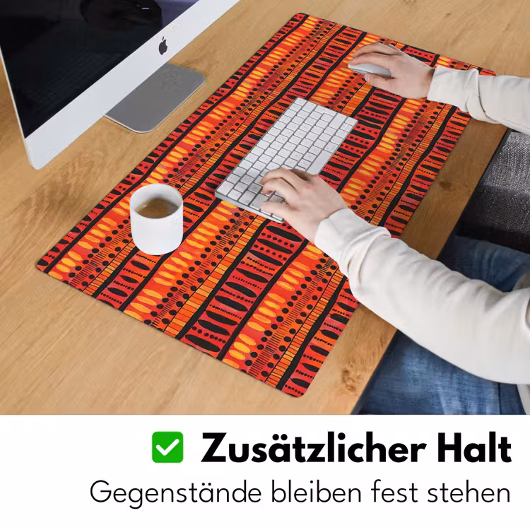 Schreibtischunterlage - Rot – Orange – Ethnisch – Ausdrucksstark – Muster — 3