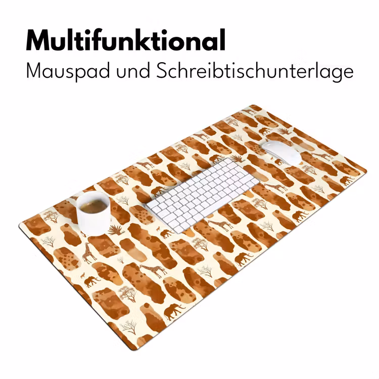 Schreibtischunterlage - Terrakotta – Safari – Tiere – Muster — 4