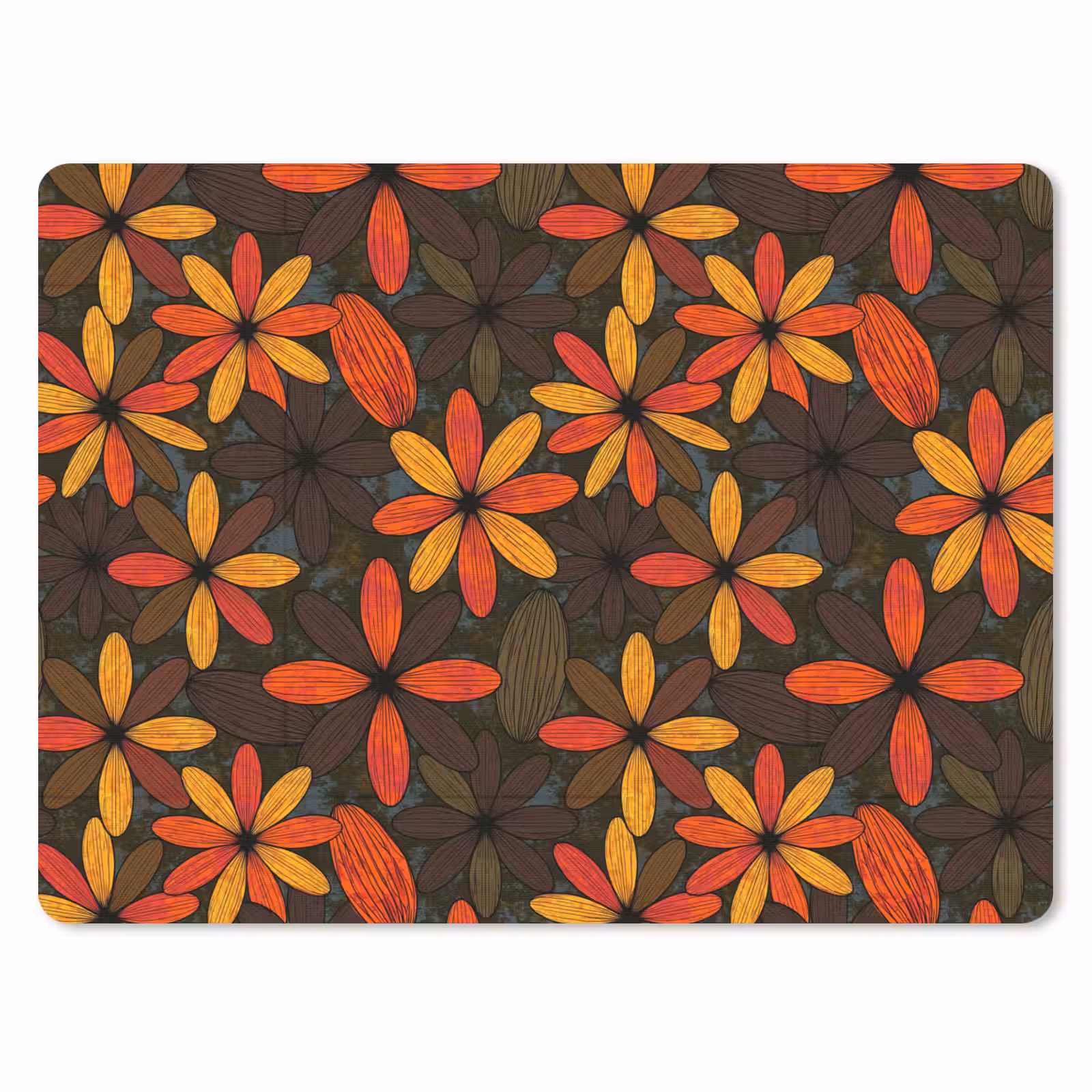 Mauspad - Orange – Retro – Blumen – Herbst — 1