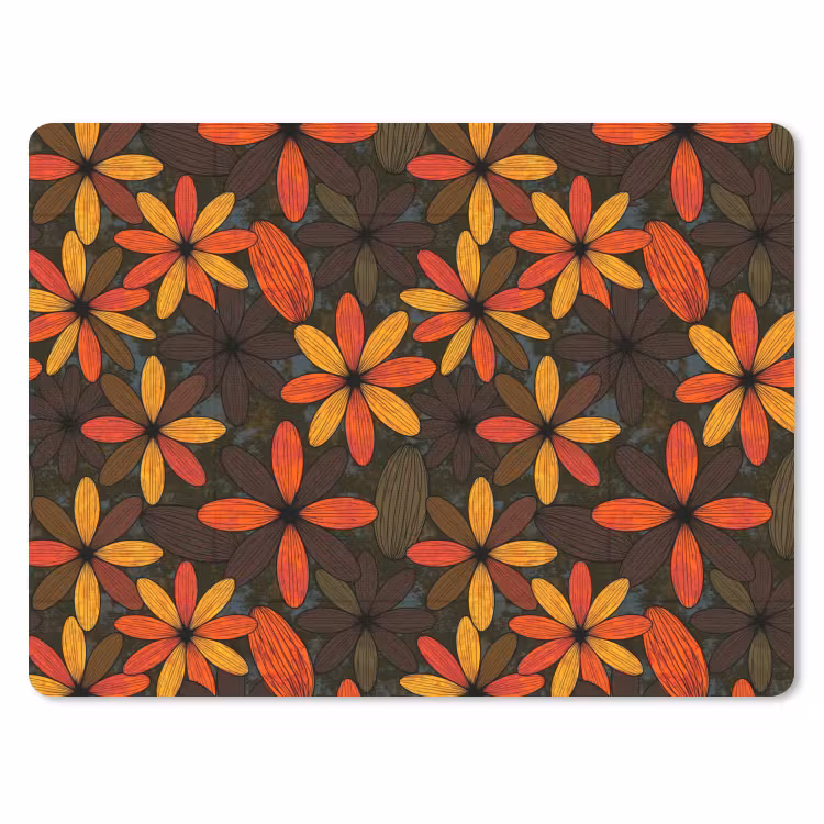 Mauspad - Orange – Retro – Blumen – Herbst — 1