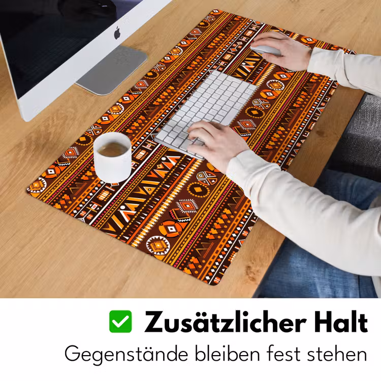 Schreibtischunterlage - Orange – Ethnisch – Tribal – Geometrisch – Muster — 3