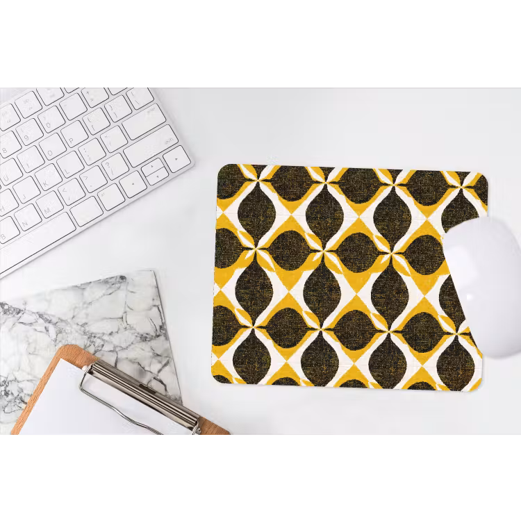 Mauspad - Gelb – Schwarz – Geometrisch – Retro – Struktur — 2