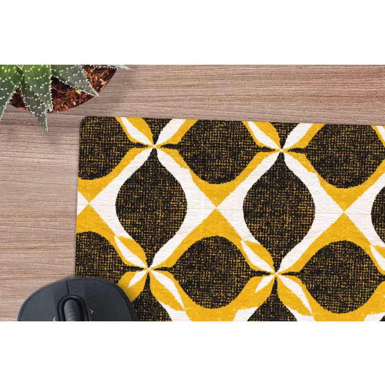Mauspad - Gelb – Schwarz – Geometrisch – Retro – Struktur — 4