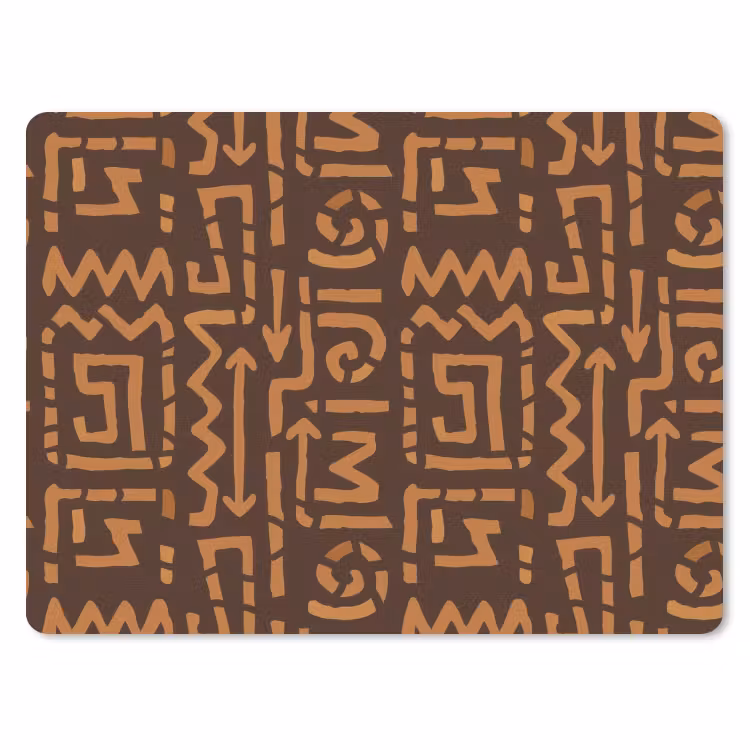 Mauspad - Schokoladenbraun – Ethno – Tribal – Symbole — 1