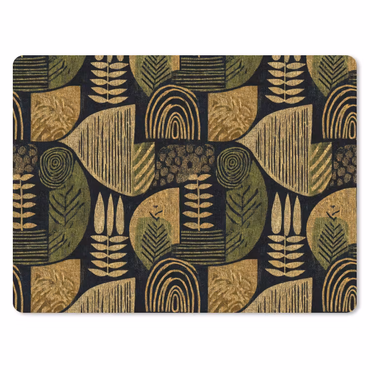 Mauspad - Schwarz – Ockergelb – Botanisch – Textur — 1