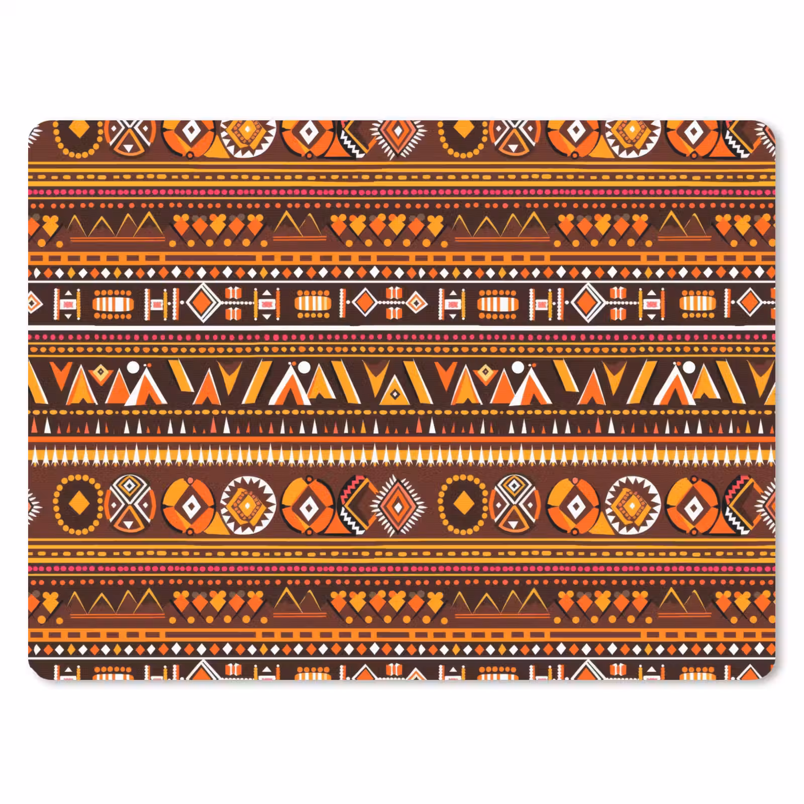 Mauspad - Orange – Ethnisch – Tribal – Geometrisch – Muster — 1