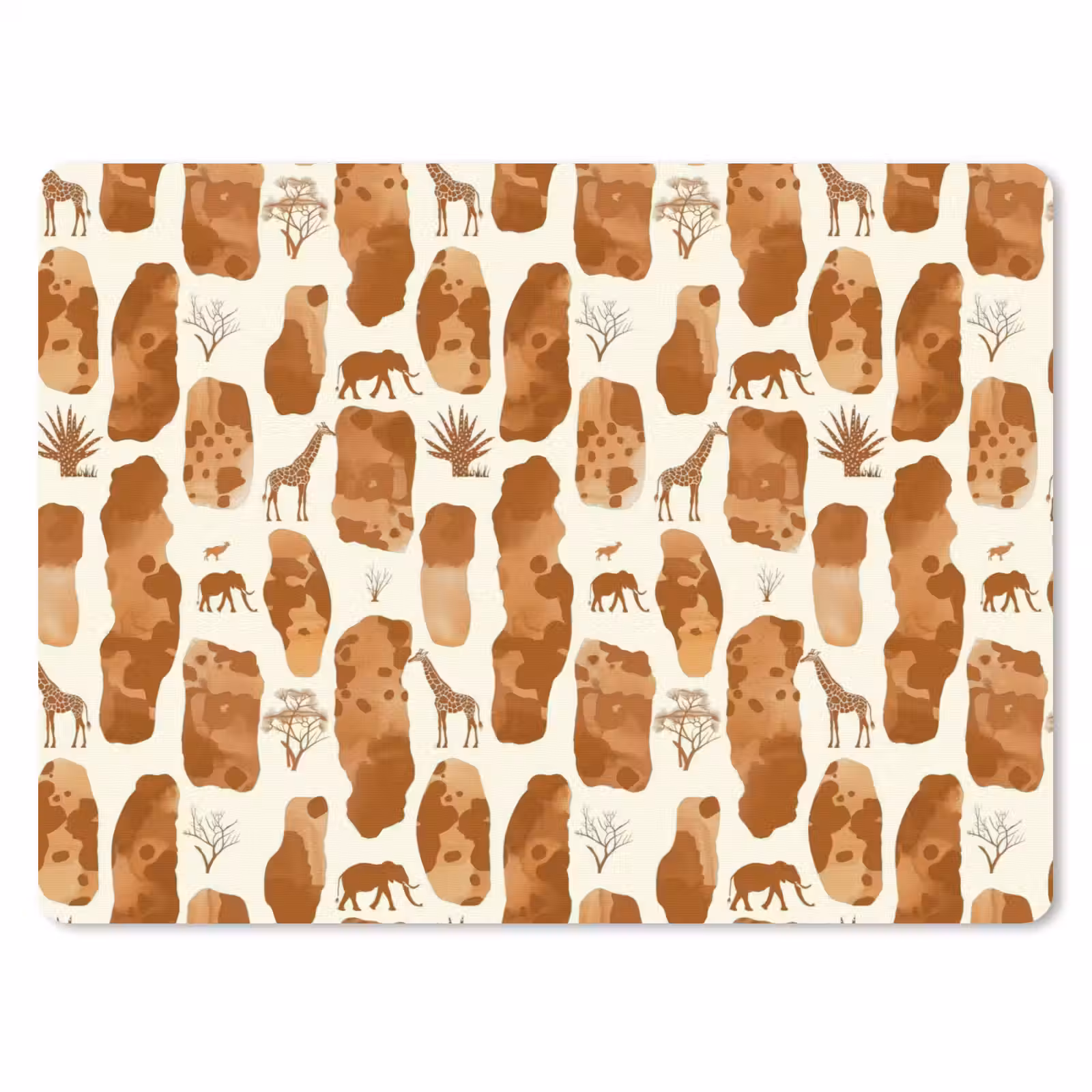 Mauspad - Terrakotta – Safari – Tiere – Muster — 1
