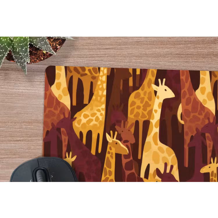 Mauspad - Braun – Giraffen – Safari – Muster — 4