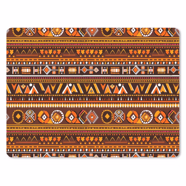 Mauspad - Orange – Ethnisch – Tribal – Geometrisch – Muster — 1