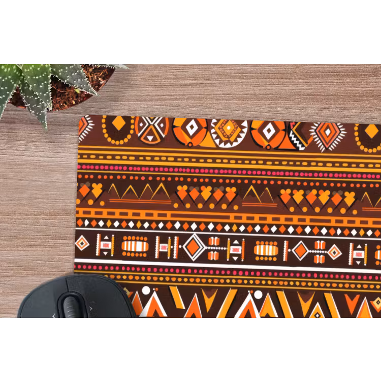 Mauspad - Orange – Ethnisch – Tribal – Geometrisch – Muster — 4