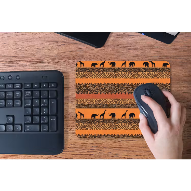 Mauspad - Orange – Safari – Afrikaans – Tiere – Muster — 3