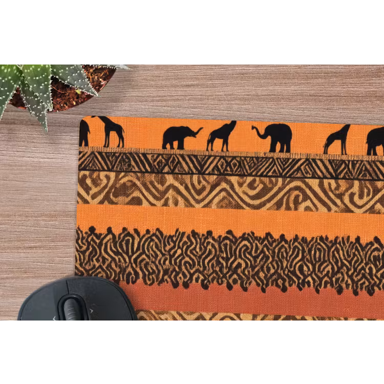 Mauspad - Orange – Safari – Afrikaans – Tiere – Muster — 4