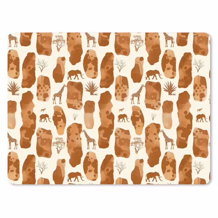 Mauspad - Terrakotta – Safari – Tiere – Muster — 1