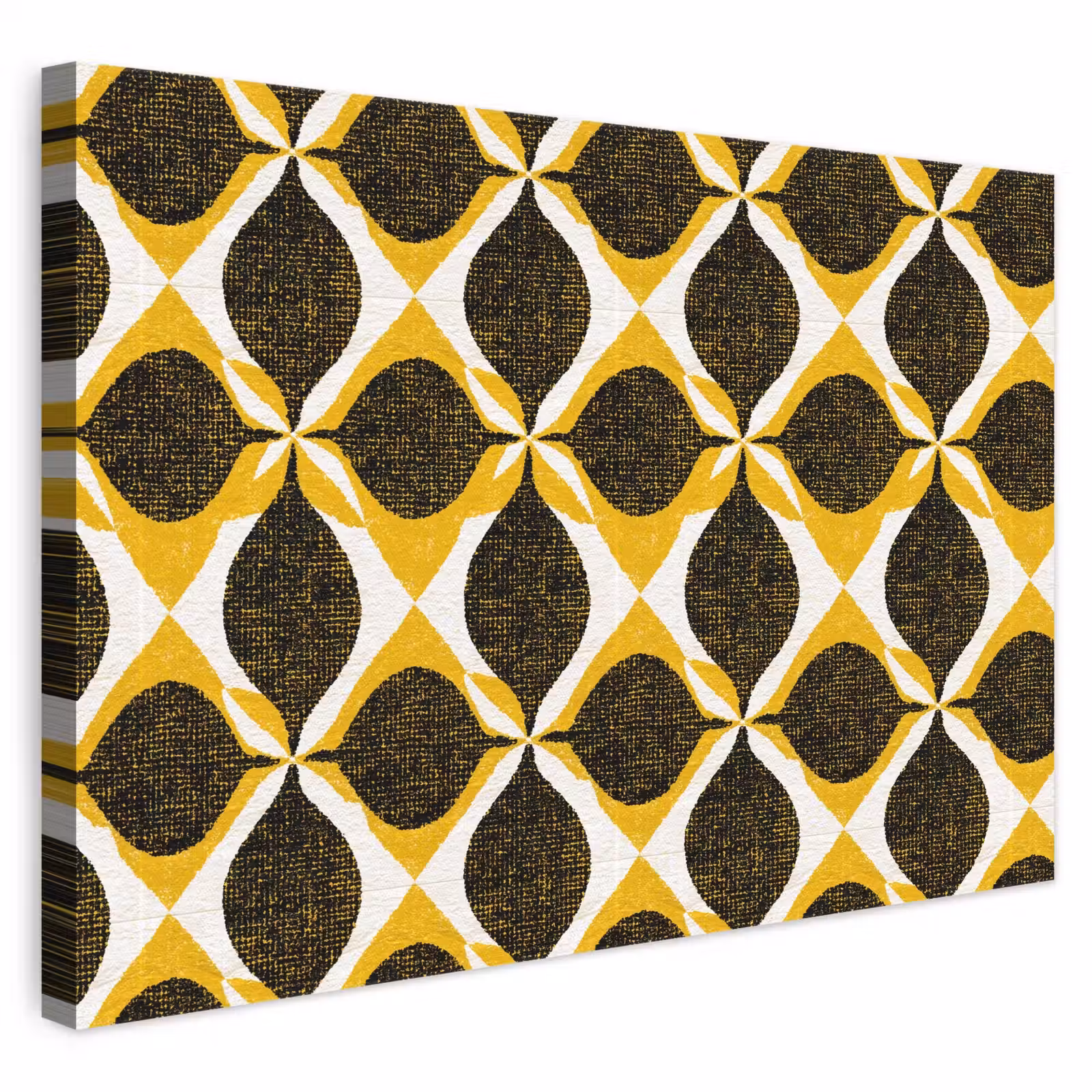 Leinwandbild - Gelb – Schwarz – Geometrisch – Retro – Struktur — 1