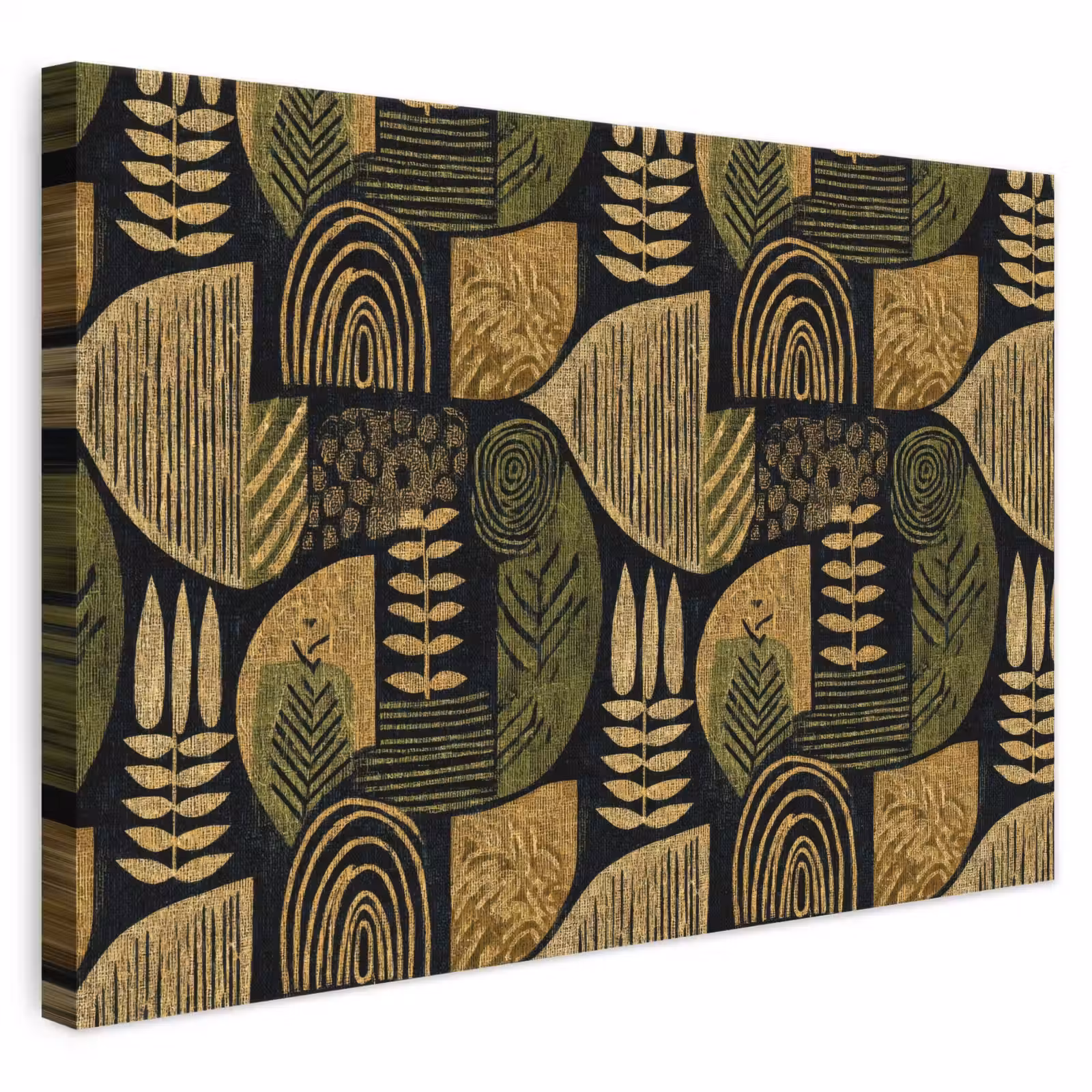 Leinwandbild - Schwarz – Ockergelb – Botanisch – Textur — 1