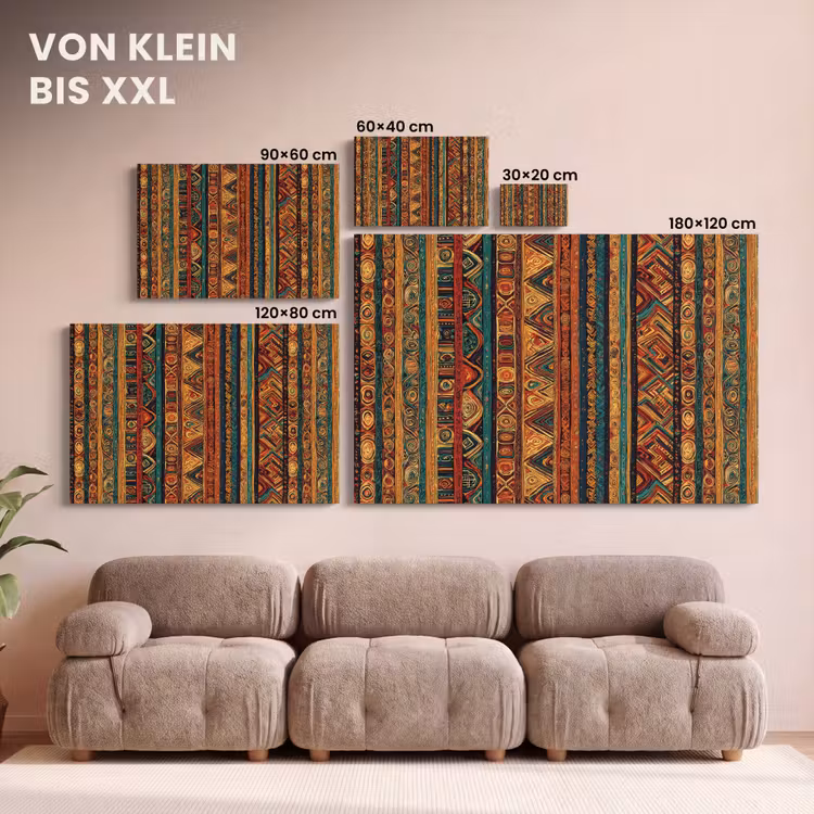 Leinwandbild - Farbenfroh – Ethnisch – Folkloristisch – Gemustert — 6