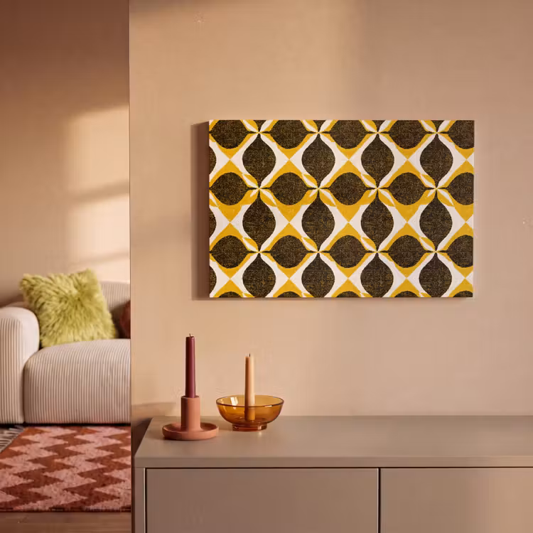 Leinwandbild - Gelb – Schwarz – Geometrisch – Retro – Struktur — 2