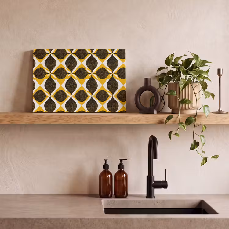 Leinwandbild - Gelb – Schwarz – Geometrisch – Retro – Struktur — 3