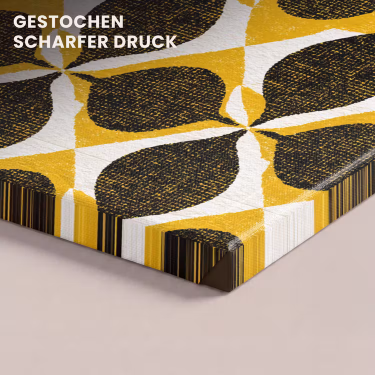 Leinwandbild - Gelb – Schwarz – Geometrisch – Retro – Struktur — 4