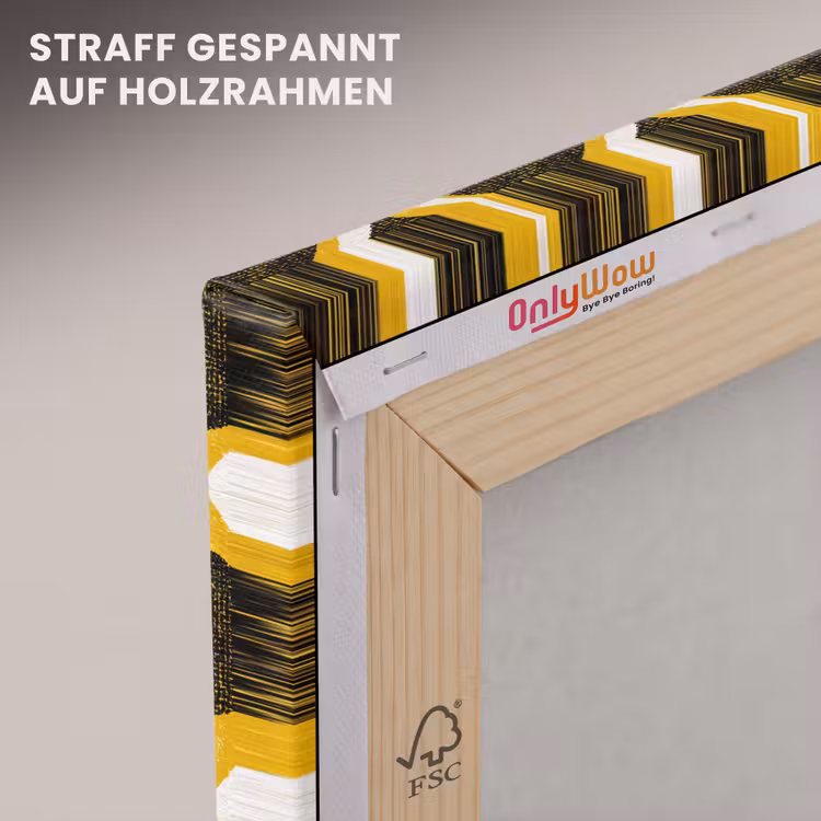 Leinwandbild - Gelb – Schwarz – Geometrisch – Retro – Struktur — 5