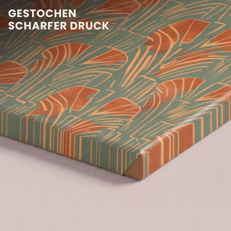 Leinwandbild - Grün – Terrakotta – Deko – Fächer — 4