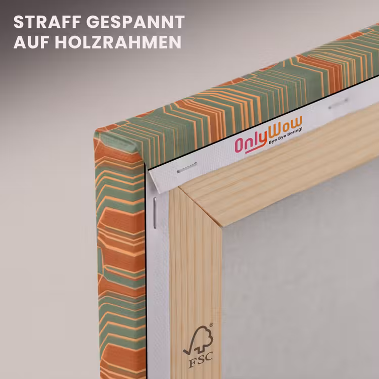 Leinwandbild - Grün – Terrakotta – Deko – Fächer — 5