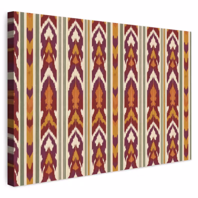Leinwandbild - Ikat – Bordeauxrot – Ethno – Muster — 1